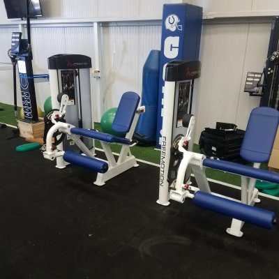a row of leg machines